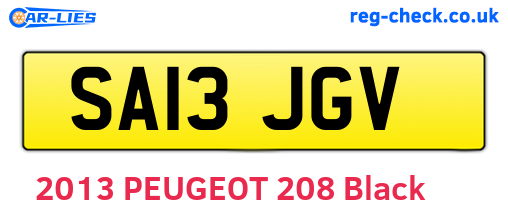 SA13JGV are the vehicle registration plates.