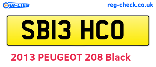 SB13HCO are the vehicle registration plates.