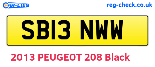 SB13NWW are the vehicle registration plates.