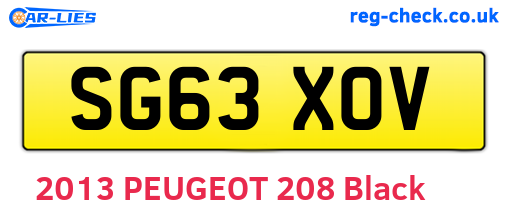 SG63XOV are the vehicle registration plates.