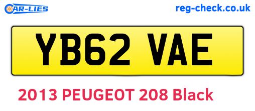 YB62VAE are the vehicle registration plates.