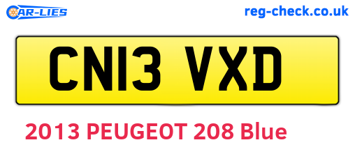 CN13VXD are the vehicle registration plates.
