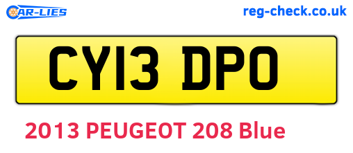 CY13DPO are the vehicle registration plates.