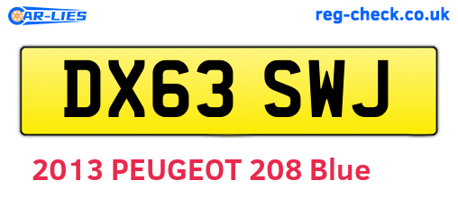 DX63SWJ are the vehicle registration plates.