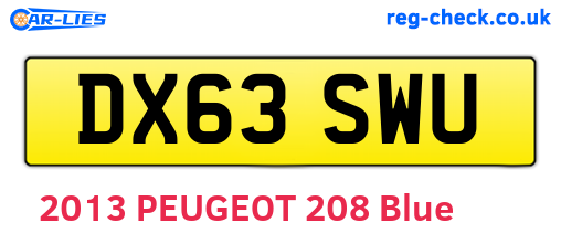 DX63SWU are the vehicle registration plates.