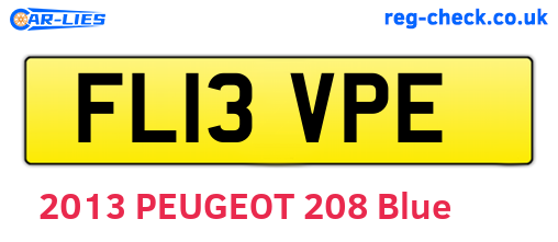 FL13VPE are the vehicle registration plates.