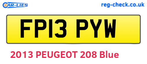FP13PYW are the vehicle registration plates.