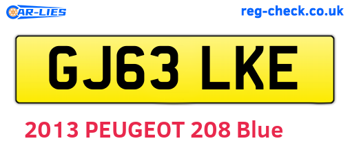 GJ63LKE are the vehicle registration plates.