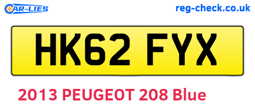 HK62FYX are the vehicle registration plates.