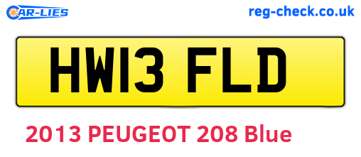 HW13FLD are the vehicle registration plates.