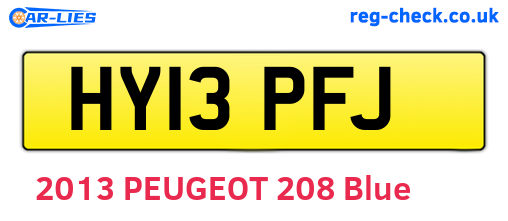 HY13PFJ are the vehicle registration plates.