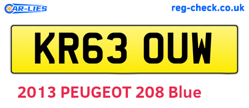 KR63OUW are the vehicle registration plates.