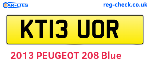 KT13UOR are the vehicle registration plates.