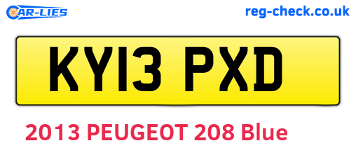 KY13PXD are the vehicle registration plates.