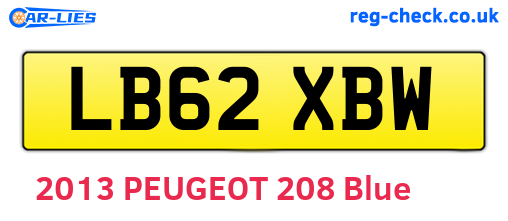 LB62XBW are the vehicle registration plates.