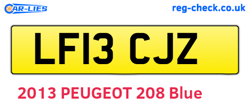 LF13CJZ are the vehicle registration plates.