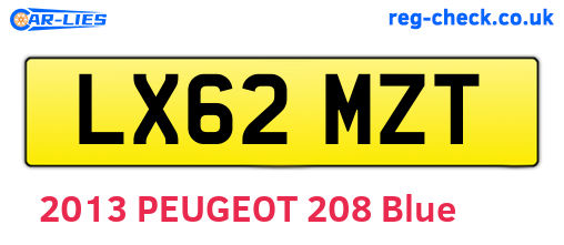 LX62MZT are the vehicle registration plates.