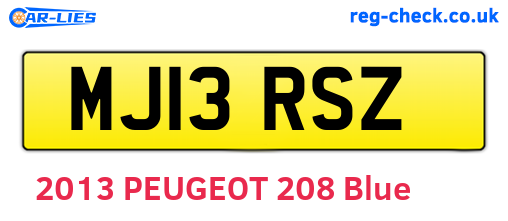 MJ13RSZ are the vehicle registration plates.