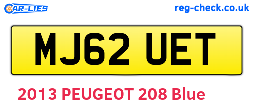 MJ62UET are the vehicle registration plates.