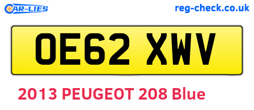 OE62XWV are the vehicle registration plates.