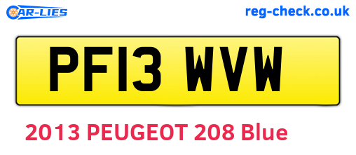 PF13WVW are the vehicle registration plates.