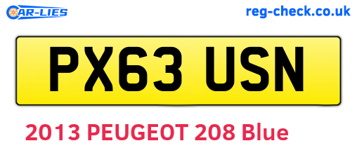 PX63USN are the vehicle registration plates.