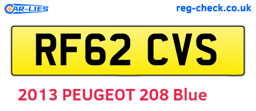 RF62CVS are the vehicle registration plates.