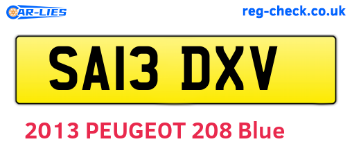 SA13DXV are the vehicle registration plates.