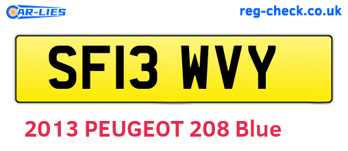 SF13WVY are the vehicle registration plates.