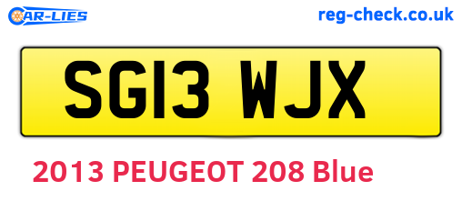 SG13WJX are the vehicle registration plates.
