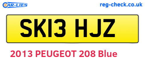 SK13HJZ are the vehicle registration plates.