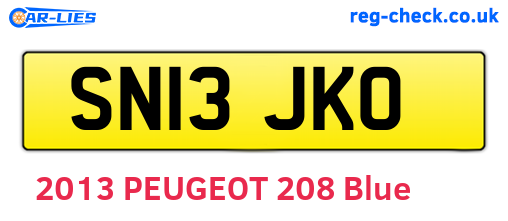 SN13JKO are the vehicle registration plates.