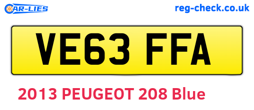 VE63FFA are the vehicle registration plates.