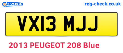 VX13MJJ are the vehicle registration plates.