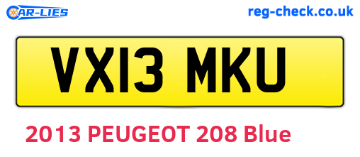 VX13MKU are the vehicle registration plates.