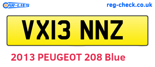 VX13NNZ are the vehicle registration plates.