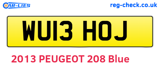 WU13HOJ are the vehicle registration plates.