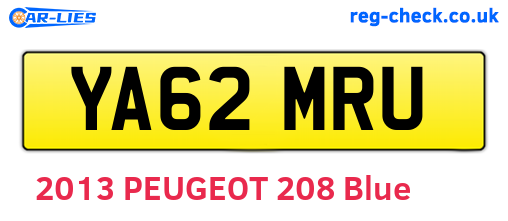 YA62MRU are the vehicle registration plates.
