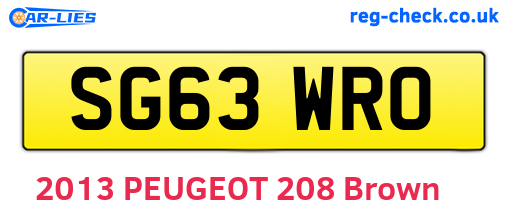 SG63WRO are the vehicle registration plates.