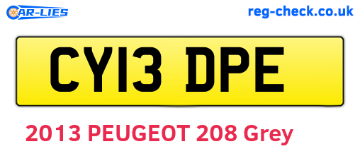 CY13DPE are the vehicle registration plates.