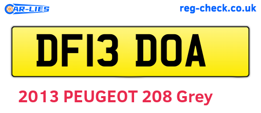 DF13DOA are the vehicle registration plates.