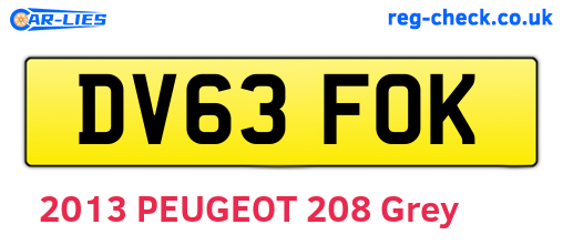 DV63FOK are the vehicle registration plates.