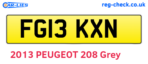 FG13KXN are the vehicle registration plates.