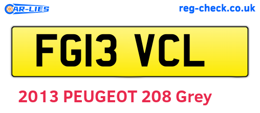 FG13VCL are the vehicle registration plates.
