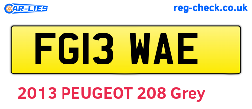 FG13WAE are the vehicle registration plates.