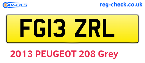 FG13ZRL are the vehicle registration plates.