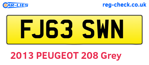 FJ63SWN are the vehicle registration plates.