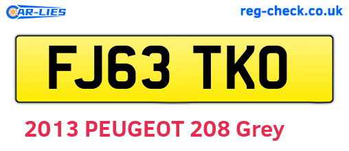 FJ63TKO are the vehicle registration plates.