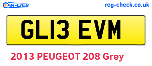GL13EVM are the vehicle registration plates.