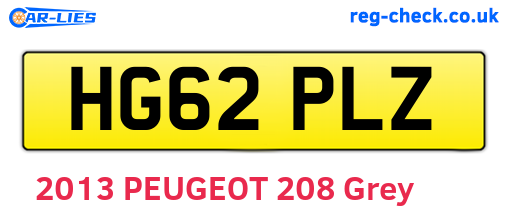 HG62PLZ are the vehicle registration plates.